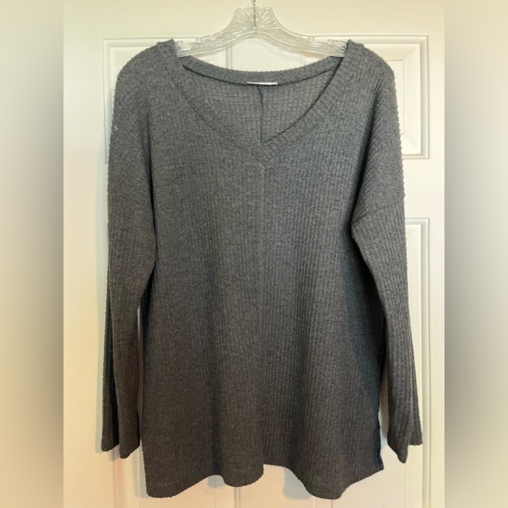 JODIFL Charcoal Textured Knit Top